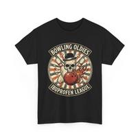 Bowling Oldies Ibuprofen League Funny Ten Pin Bowling T-Shirt; Unique Bowling Tees; Sarcastic Strike and Spare Humor Shirt 4XL