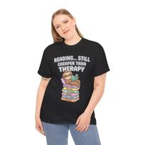 Cozy Sloth Reading Therapy T-Shirt; Cute Bookworm Relaxing Tee; Whimsical Book Lover Top M