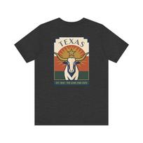 Texas Longhorn Art Deco T-Shirt | Retro Lone Star State Graphic Tee | Texas Pride Gift 4XL