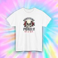 Surviving Purely Out of Spite Shirt | Skull Rose Graphic Tee | Dark Humor S įvairiaspalvis