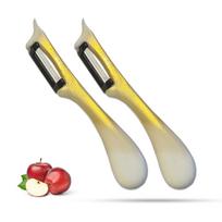 RKA 2-Piece Curatator Set Solingen – Potato Vegetable and Fruit Peeler, Gold and White, Ambidextrous with Interchangeable Blade