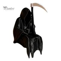 Dark Aesthetic Figurine 3D Printed Grim Reaper Statue with Coffee & Sickle, Gothic Desk Resin Sculpture Decor, Unique Art for Home Office Bookshelf juoda