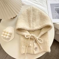 Warm Knitted Balaclava Thicken Skull Cap Beanie Korean Style Winter Hat  Women Girl smėlis