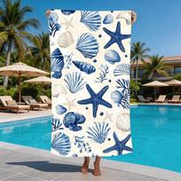Coastal Nautical Sea Turtle Microfiber Beach Towel Oversized Extra Large Sand Free Pool Towels Quick Dry Super Absorbent Swim 50x100cm