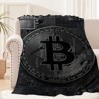 B-Bitcoin Money Blanket Blanket for Couch Sofa Travel Home Picni Flannel Blanket birthday gift Warm Comfortable Size: 75*100cm, Weight: 230 GSM