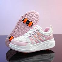 LED Racing Roller Skating Women's Roller Skate Shoes with Wheels 4 Detachable Wheels Speed Skates for Girl Sneaker with Wheels 30
