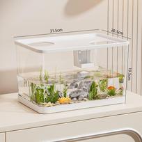 PET New Transparent Mini Fish Tank Aquarium Drop Resistant Hydroponic With Lid Ecological Desktop Home Lazy Tank Turtle Tank