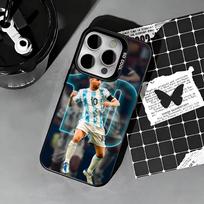 Lionelio Messi- puolėjas Telefono dėklas iPhone 17,16,15,14,13,12,11 Plus,Pro Max,XS, Spalvotas sidabrinis telefono dėklas iPhone12PROMAX