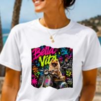 Bella Vita Pomeranian Shirt, Neon Dog Graphic Tee, Retro Summer T-Shirt, Funny Dog Lover Gift, Vacation Vibes Shirt M