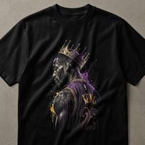 LeBron James King 23 Basketball Legend T-Shirt, Urban Streetwear Graphic Tee, Purple Gold Crown Player Gift Idea for Him, StatemenT-Shirt 3XL