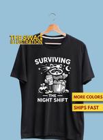 Surviving The NighT shirt Shirt, Caffeine Fuel, Cute Raccoon Shirt, Raccoon Lovers GifT shirt, Night Shift Workers Shirt, Soft Premium Tee S
