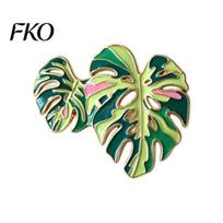 Vibrant Enamel Pin Alloy Brooch, Leaf Design Lapel Pin, Plant Lover Badge with Smooth Lines Base Brooch Bright Color, Fresh Style for C