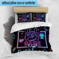 Neon Game Night Party 3pcs Bedding,Including 1pc Duvet Cover And 2pcs Pillowcases Perfect for Christmas,Ideal for Bedroom, Dormitory 135cm*200cm