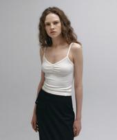 Nive Wave Shirring V-Neck Sleeveless (Ivory) Free