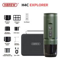 HiBREW H4C 20 barų nešiojamas kavos aparatas stovyklavimui, 3 vandens tūrio nustatymai, 120W galia ir nepriklausomi karšto bei šalto ekstrakcijos mygtukai. Green Classic Style žalia
