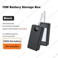12pcs 18650 Battery Power Bank Case Shell DIY Dual USB Type C 10W 22.5W 15W Wireless Charging Battery Not Included for Phone P12 Normal Black
