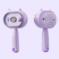 Electric Steam Hair Straightener Comb USB C Charging Hydrating Spray Smoothing Styling Comb No Hair Damage for Daily Use violetinė