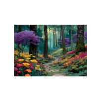 Vibrant Forest Path Canvas Wall Art Dreamy Flower Meadow Landscape Poster Print Large Floral Nature Canvas Painting Home Decor 21X30CMNo Framed
