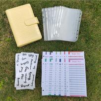 A6 Binder PU Leather Cover Crocodile 6 Ring Loose-leaf Budget Binder Set Cash Budget Binder System (Yellow,no&A6) geltona