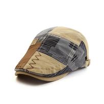 Adjustable Irregular Plaid Beret Headwear Casquette Ivy Cap Breathable Men Baseball Cap  Sunscrean chaki