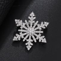 Weiman Fashion High Quality White Gold Plated CZ Diamond Snowflake Brooch Sparkly Zircon Jewelry for Wedding or Gift Rhodium Plated