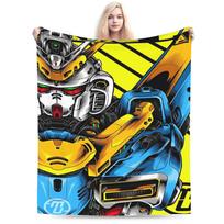 Soft Warm Blanket Girls Boys Picnic New Gundam Cartoon Robot Bedding Throws Flannel Bedspread For Bedroom Trend Sofa Bed Cover Size: 75*100cm, Weight: 230 GSM