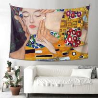 The Kiss By Gustav Klimt Tapestry Art Wall Hanging Aesthetic Home Decoration Tapestries for Living Room Bedroom Dorm Room 100X70CM