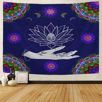 Psychedelic Mandala Tapestry Geometric Fractal Art Wall Mounted Hippie Bohemian Home Decoration Tapestry Yoga Mattress Sheets 100X70CM