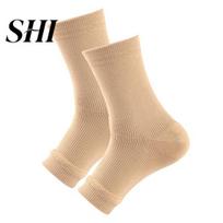 Sports Socks Unisex Anti-fatigue Compression Foot Nylon Ankle Sleeve Support Brace L/XL smėlis