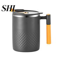 Coffee Mug 450ML Leak-proof Wide Mouth Large Capacity Heat Insulation Tea Cup Stainless Steel Water Drinking with Lid Household Supplies 450ML tamsiai pilka spalva