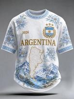 2026 Nauji vyriški Argentinos 3D spausdinti futbolo marškinėliai T-shirt Tinka kasdieniam ir treniruočių dėvėjimui Greitai džiūstanti palaidinukė S