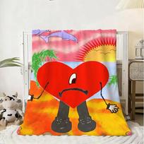Reperis Bad Bunny Mesti minkštas flanelinis pledas Šiltas keliams Odai draugiškas pledas sofai, biurui, lovai, kelionėms Žiemai Dydelis 75X95CM