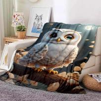 3D Spausdintas Pelėdos Rašto Flanelinis Gyvūnų Dekoro Pledas, Šiltas ir Minkštas Pledas Sofai, Sofa, Biurui, Namams, Kelionėms, Stovyklavimui, Gimtadienio Dovana 75X95CM gray