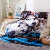 Šilta ir jauki Husky šunų rašto flanelinė antklodė sofai, lovai, sofai, biurui - Minkšta ir raminanti skaitmeninės spausdinimo antklodė 75X95CM