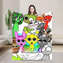 Sprunki Flannel Throw Blanket Cartoon Game Blanket for Bedding Car Warm Bed Rug, 75X95CM
