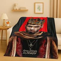 3D Anuel AA Real Hasta La Muerte Raperio Flanelinis pledas, Itin minkštas šiltas pliušinis užtiesalas namų miegamojo lovos sofos uždengimui Vaikams iškylai 75X95CM