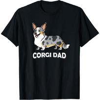 Funny Mens & Boys Cardigan Blue Merle Corgi Dad Lover T-Shirt S įvairiaspalvis
