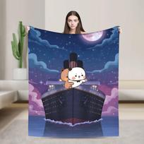 Animacinis panda Bubu Dudu pledas Fleece Visų sezonų Nešiojamas lengvas plonas apklotas sofai Lauko lovatiesė 75X95CM