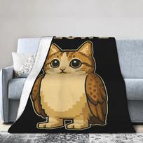 Funny Meowl Cat Owl Brainrot Meme Knitted Blanket Trendy Flannel Throw Airplane Printed Thin Bedspread Multifunctional 75X95CM