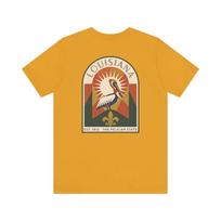 Louisiana Pelican Art Deco T-Shirt | Retro Bayou State Coastal Graphic Tee | Louisiana Pride Gift L