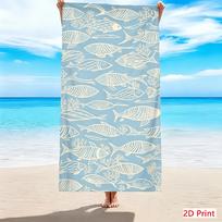 Nautical Style Microfiber Beach Towel Oversized Fish Print Quick Dry Sand Free Giant Bath Sheet Large XL Swim Towel Pool Blanket 50x100cm