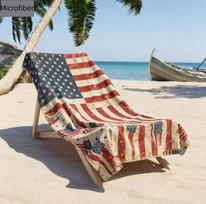 Amerikos vėliavos paplūdimio rankšluostis Patriotiškas žvaigždžių ir juostų raštas Mikropluošto greitai džiūstantis rankšluostis 4-ojo liepos ir nacionalinėms šventėms 50x100cm gray