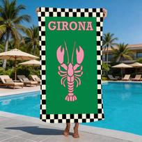 Soft Microfiber Beach Towel Large Checkered Lobster Sandproof Bath Towels Light Girona Print Quick Drying Swim Blanket Pool 50x100cm