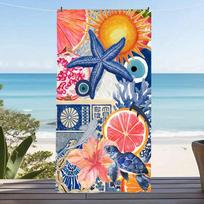 Blue Evil Eye Microfiber Beach Towel Starfish Sea Turtle Bath Blanket Mediterranean Coastal Graphic Pool Towels Travel 50x100cm