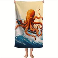 Beach Towel Octopus Surfing Towel Patterned Sunscreen And Windproof Suitable For Swimming Pool Camping Travel Blanket 35x75cm&1pc