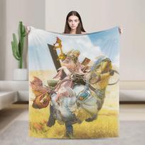 Monster Hunter Wilds Felyne Fleece Blanket Video Game Vintage Throw Blankets for Sofa Bedding Lounge 200x150cm Lightweight Size: 75*100cm, Weight: 230 GSM
