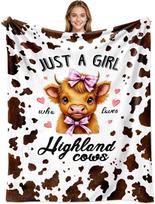 Girl Who Loves Highland Cow Blanket Soft Flannel Throw Blanket for Couch Bed Sofa Perfect Gift for Animal Lovers Kids Home Decor Size: 75*100cm, Weight: 230 GSM