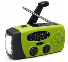 Radio przenośne solarne sanelite korbka antena latarka powerbank zielone