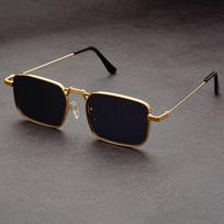 Aukštos kokybės stačiakampiai akiniai nuo saulės vyrams Metalinis rėmas Retro prekės ženklo kvadratiniai akiniai nuo saulės moterims Unisex madingi akinių rėmeliai black