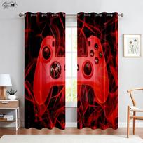 Lightning Note Game Controller Printed Drapes 100% Polyester Material Living Area E-Sports Room Children's Room Decor Curtains W50xH130(CM)x2PCS&Grommet Top
